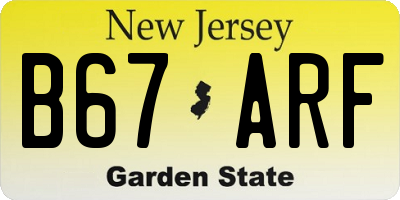 NJ license plate B67ARF