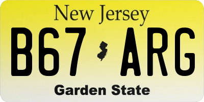 NJ license plate B67ARG