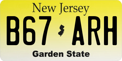 NJ license plate B67ARH