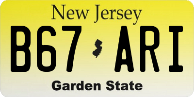 NJ license plate B67ARI