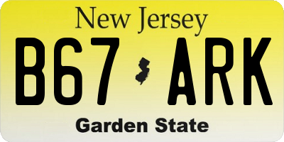 NJ license plate B67ARK