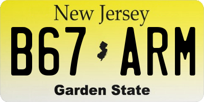 NJ license plate B67ARM