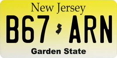 NJ license plate B67ARN