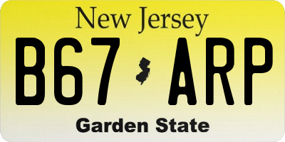 NJ license plate B67ARP