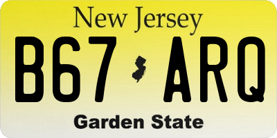 NJ license plate B67ARQ