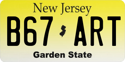 NJ license plate B67ART