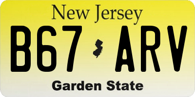 NJ license plate B67ARV