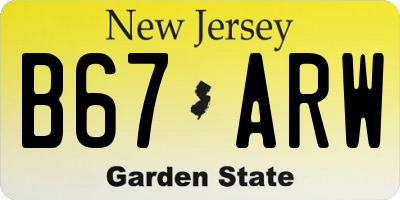 NJ license plate B67ARW