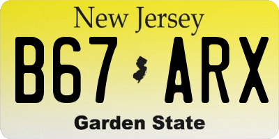 NJ license plate B67ARX