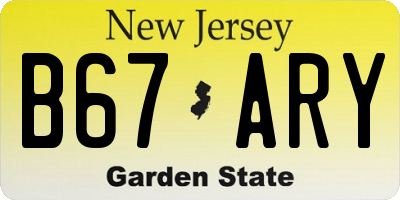 NJ license plate B67ARY