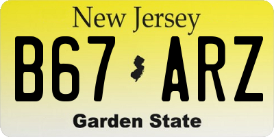 NJ license plate B67ARZ