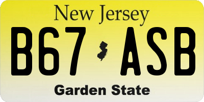 NJ license plate B67ASB