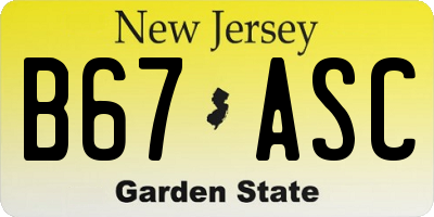NJ license plate B67ASC