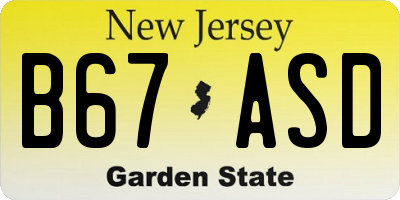 NJ license plate B67ASD