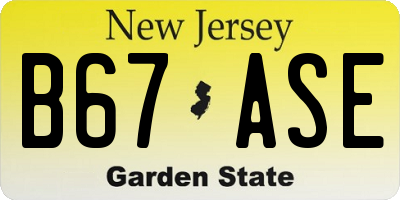 NJ license plate B67ASE
