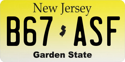 NJ license plate B67ASF
