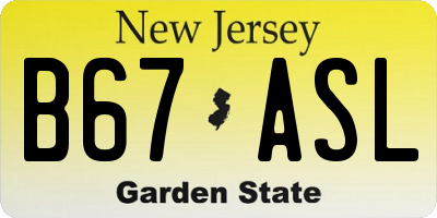 NJ license plate B67ASL