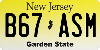 NJ license plate B67ASM
