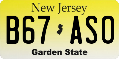 NJ license plate B67ASO