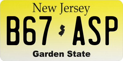 NJ license plate B67ASP