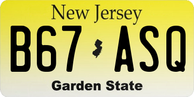 NJ license plate B67ASQ