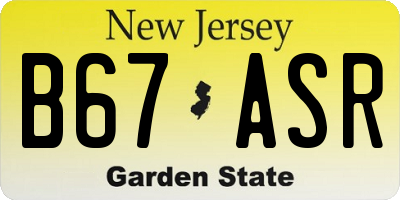 NJ license plate B67ASR