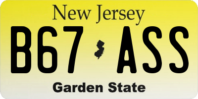 NJ license plate B67ASS