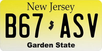 NJ license plate B67ASV