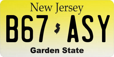 NJ license plate B67ASY