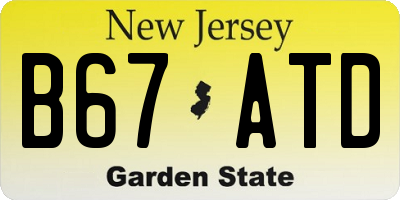 NJ license plate B67ATD