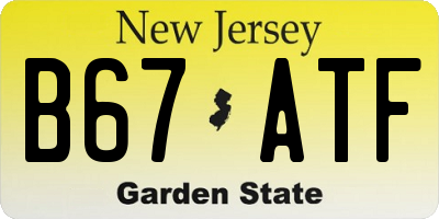 NJ license plate B67ATF