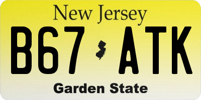 NJ license plate B67ATK