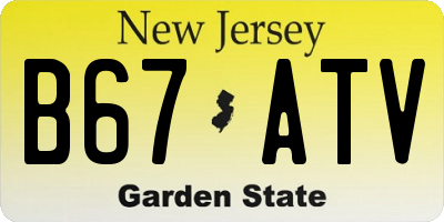 NJ license plate B67ATV