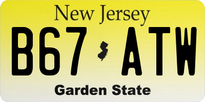 NJ license plate B67ATW
