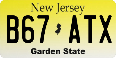 NJ license plate B67ATX