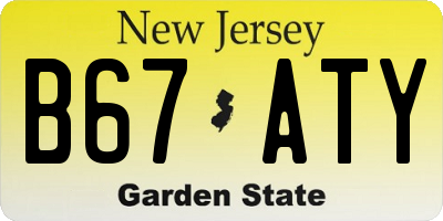 NJ license plate B67ATY