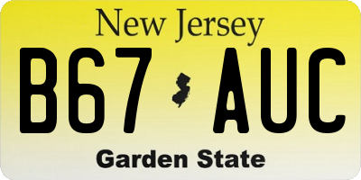 NJ license plate B67AUC