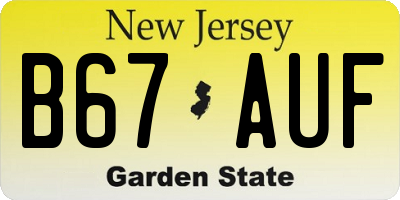 NJ license plate B67AUF