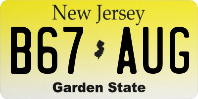 NJ license plate B67AUG