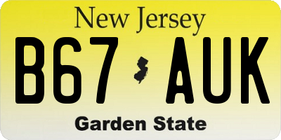 NJ license plate B67AUK