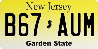 NJ license plate B67AUM