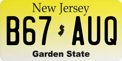 NJ license plate B67AUQ