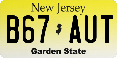 NJ license plate B67AUT
