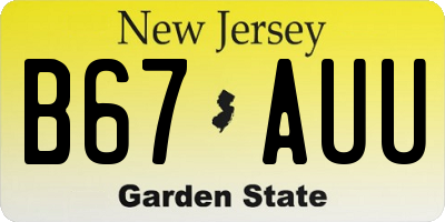 NJ license plate B67AUU