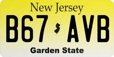 NJ license plate B67AVB