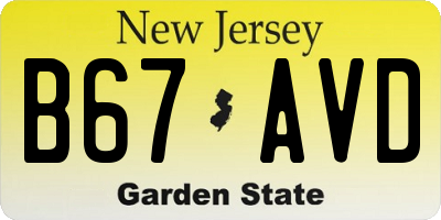 NJ license plate B67AVD
