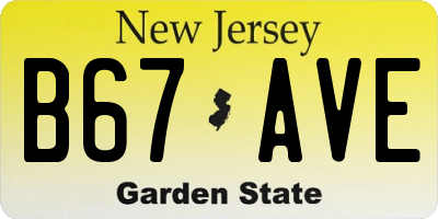 NJ license plate B67AVE