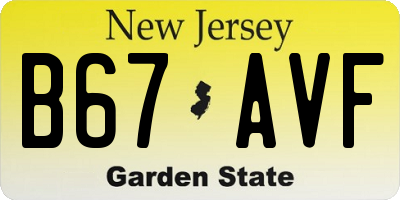 NJ license plate B67AVF