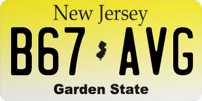 NJ license plate B67AVG