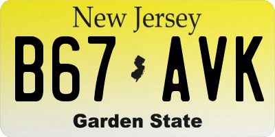 NJ license plate B67AVK